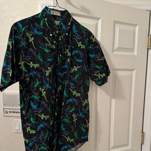 The Island Shop Large Black and Blue Lizard Print Shirt